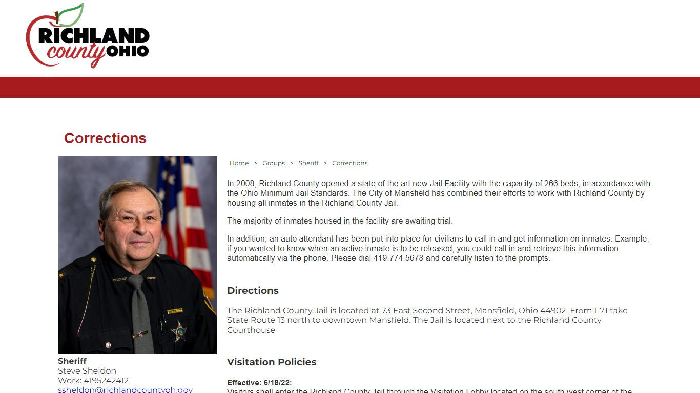 Richland County Ohio - Corrections - EvoGov Demo Website